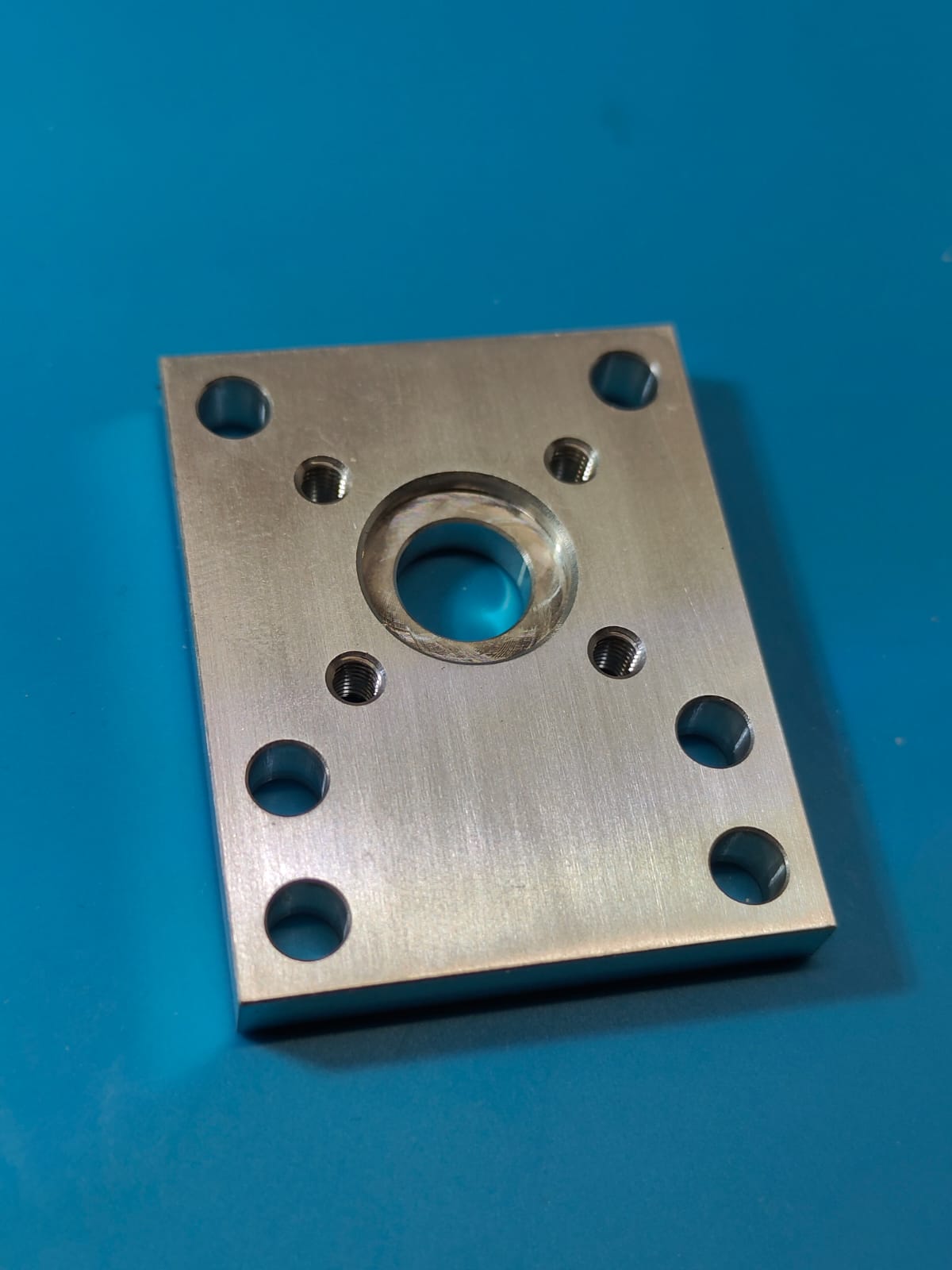 CNC-milled aluminium plate with threaded holes