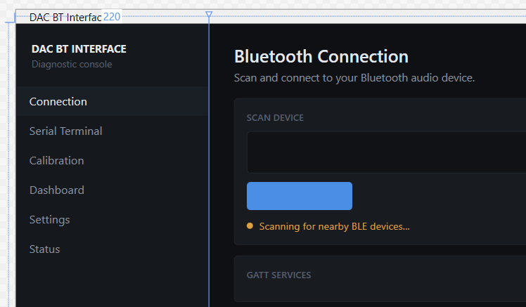 Custom Bluetooth diagnostic desktop UI